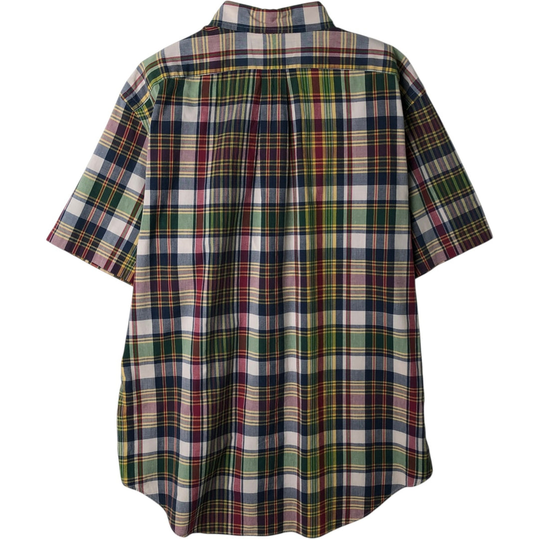 Ralph Lauren Classic Fit Short Sleeve Button Down Check Shirt Men's XL cotton navy blue type Vintage Second Hand