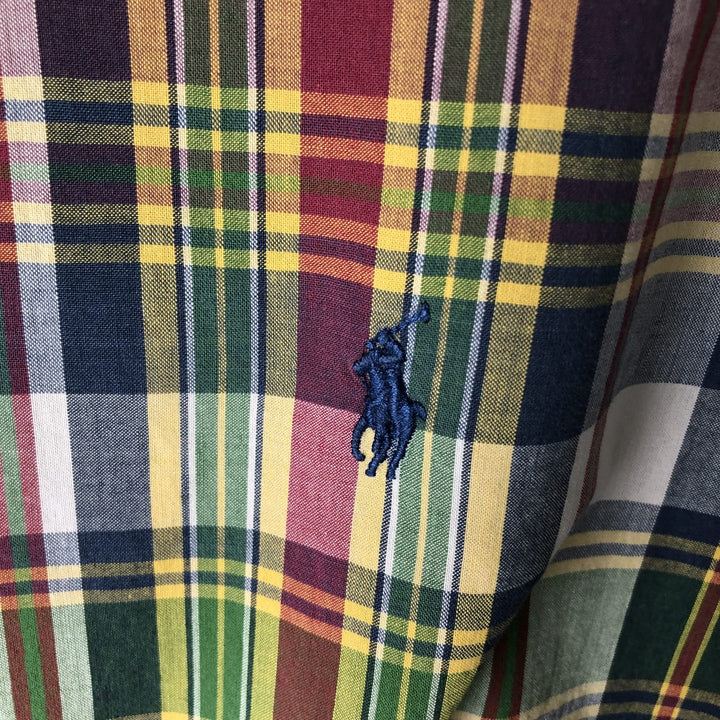 Ralph Lauren Classic Fit Short Sleeve Button Down Check Shirt Men's XL cotton navy blue type Vintage Second Hand