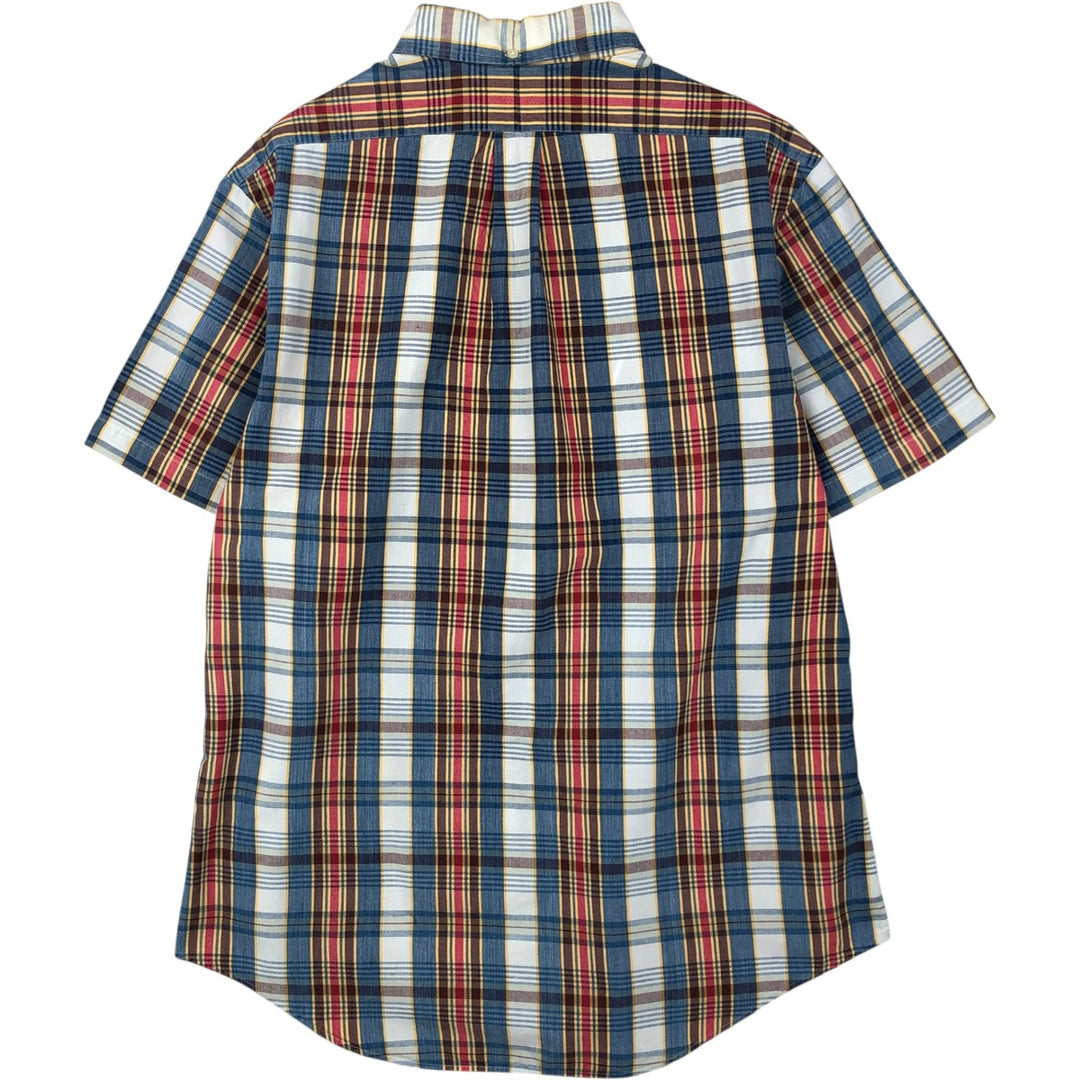 Ralph Lauren CUSTOM FIT short sleeve button down check shirt men's size L cotton blue type Vintage Second Hand