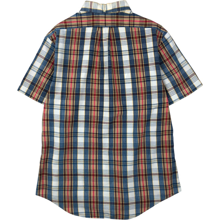 Ralph Lauren CUSTOM FIT short sleeve button down check shirt men's size L cotton blue type Vintage Second Hand