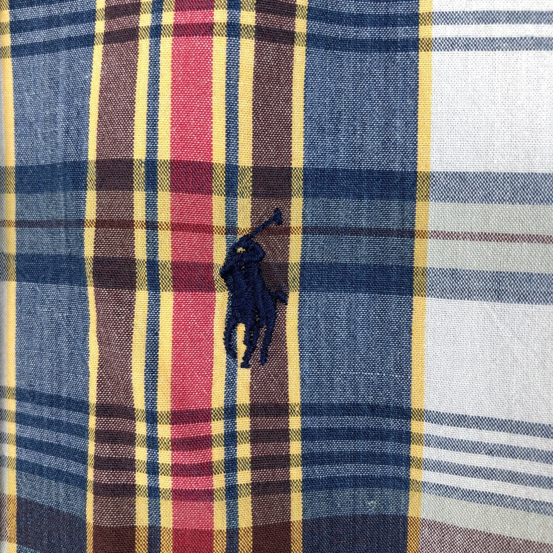 Ralph Lauren CUSTOM FIT short sleeve button down check shirt men's size L cotton blue type Vintage Second Hand