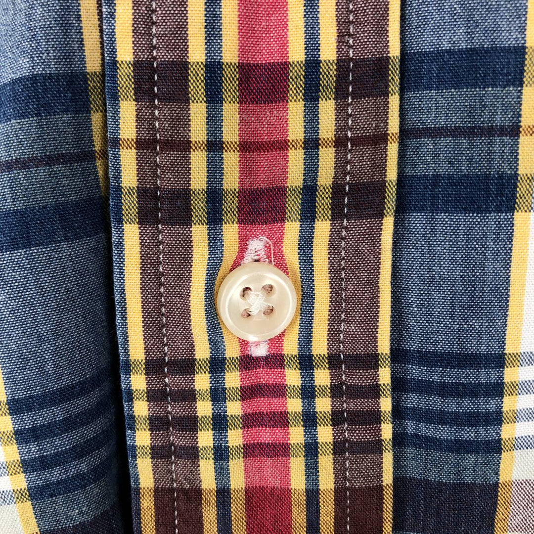 Ralph Lauren CUSTOM FIT short sleeve button down check shirt men's size L cotton blue type Vintage Second Hand