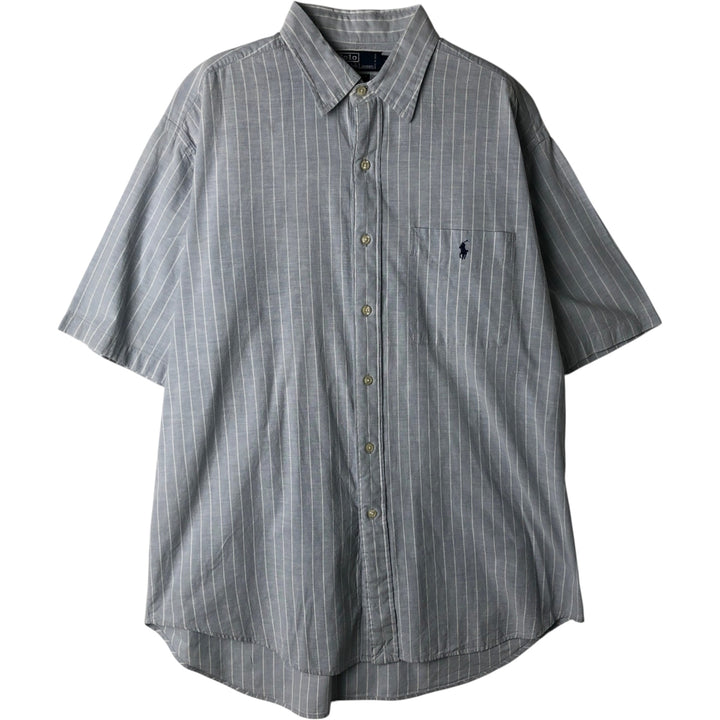 Ralph Lauren POLO by Ralph Lauren LOWELL SPORT Short-Sleeve Button-Down Striped Shirt, Men's Size L (approx.) cotton Blue type light blue Vintage Second Hand