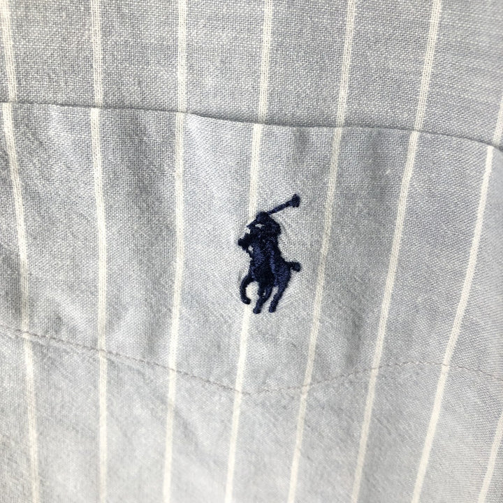Ralph Lauren POLO by Ralph Lauren LOWELL SPORT Short-Sleeve Button-Down Striped Shirt, Men's Size L (approx.) cotton Blue type light blue Vintage Second Hand