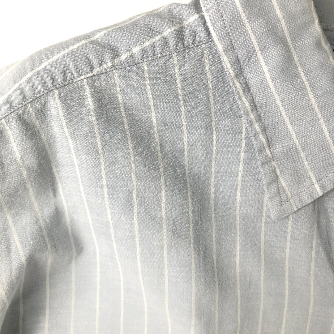 Ralph Lauren POLO by Ralph Lauren LOWELL SPORT Short-Sleeve Button-Down Striped Shirt, Men's Size L (approx.) cotton Blue type light blue Vintage Second Hand