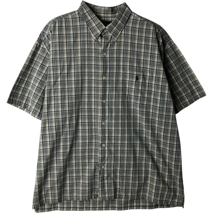 Ralph Lauren GREGGOR short sleeve button down check shirt box shirt men's XL size cotton white type Vintage Second Hand