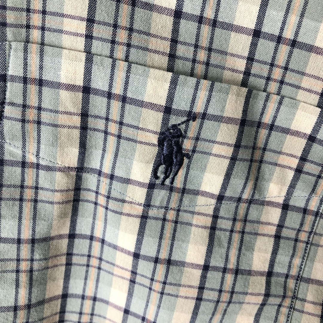 Ralph Lauren GREGGOR short sleeve button down check shirt box shirt men's XL size cotton white type Vintage Second Hand