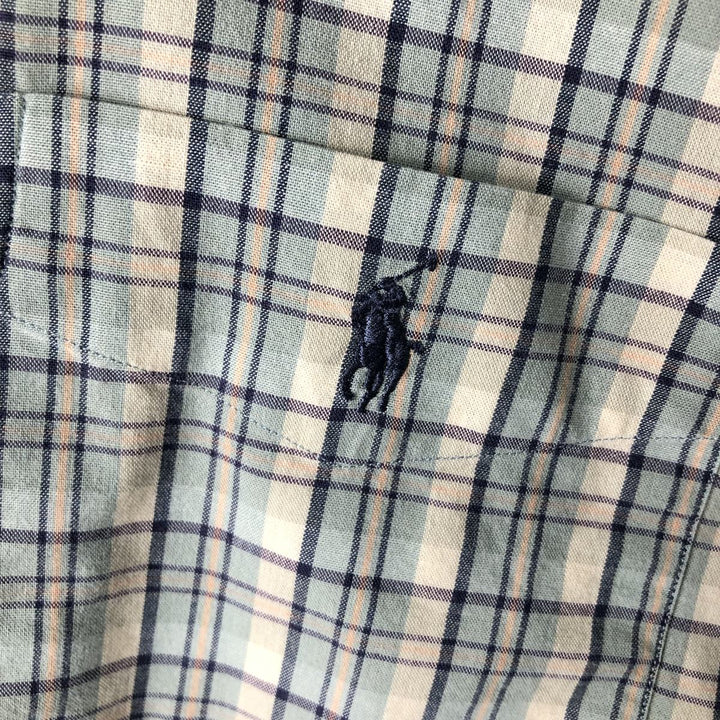 Ralph Lauren GREGGOR short sleeve button down check shirt box shirt men's XL size cotton white type Vintage Second Hand