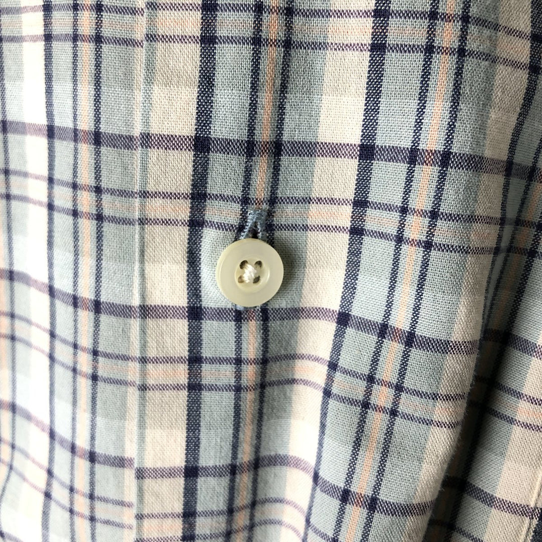Ralph Lauren GREGGOR short sleeve button down check shirt box shirt men's XL size cotton white type Vintage Second Hand