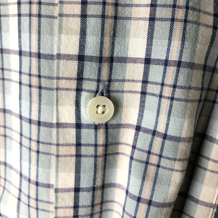 Ralph Lauren GREGGOR short sleeve button down check shirt box shirt men's XL size cotton white type Vintage Second Hand