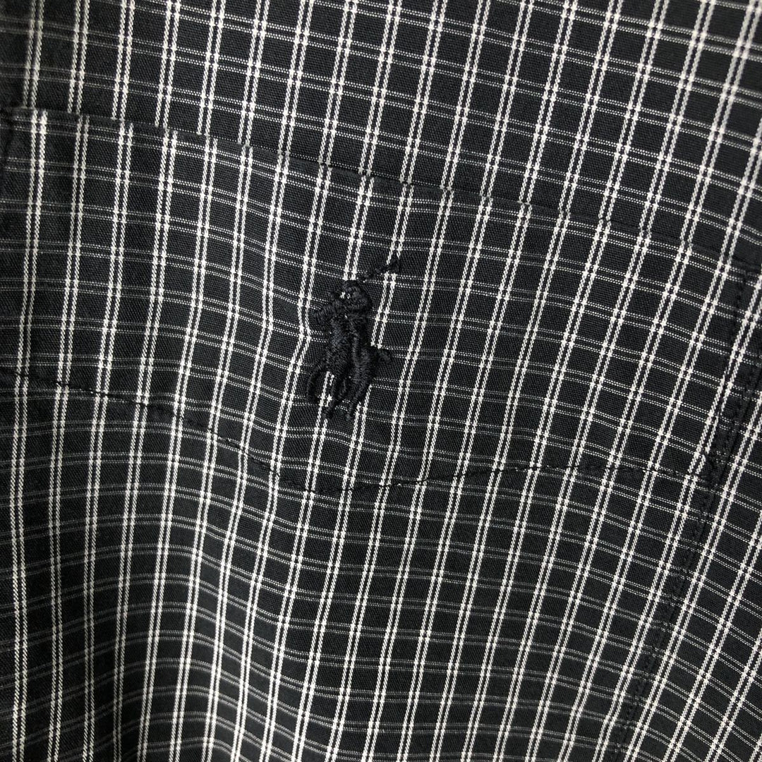 Ralph Lauren BLAKE short sleeve button down check shirt, men's size L cotton black type Vintage Second Hand