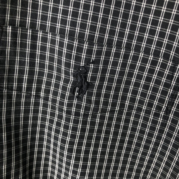 Ralph Lauren BLAKE short sleeve button down check shirt, men's size L cotton black type Vintage Second Hand