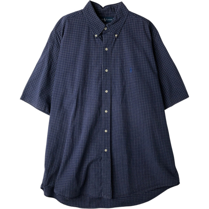 Ralph Lauren BLAKE short sleeve button down check shirt men's XL size cotton navy blue type Vintage Second Hand