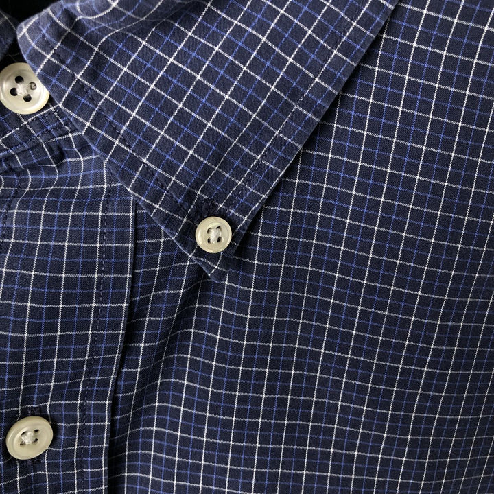 Ralph Lauren BLAKE short sleeve button down check shirt men's XL size cotton navy blue type Vintage Second Hand