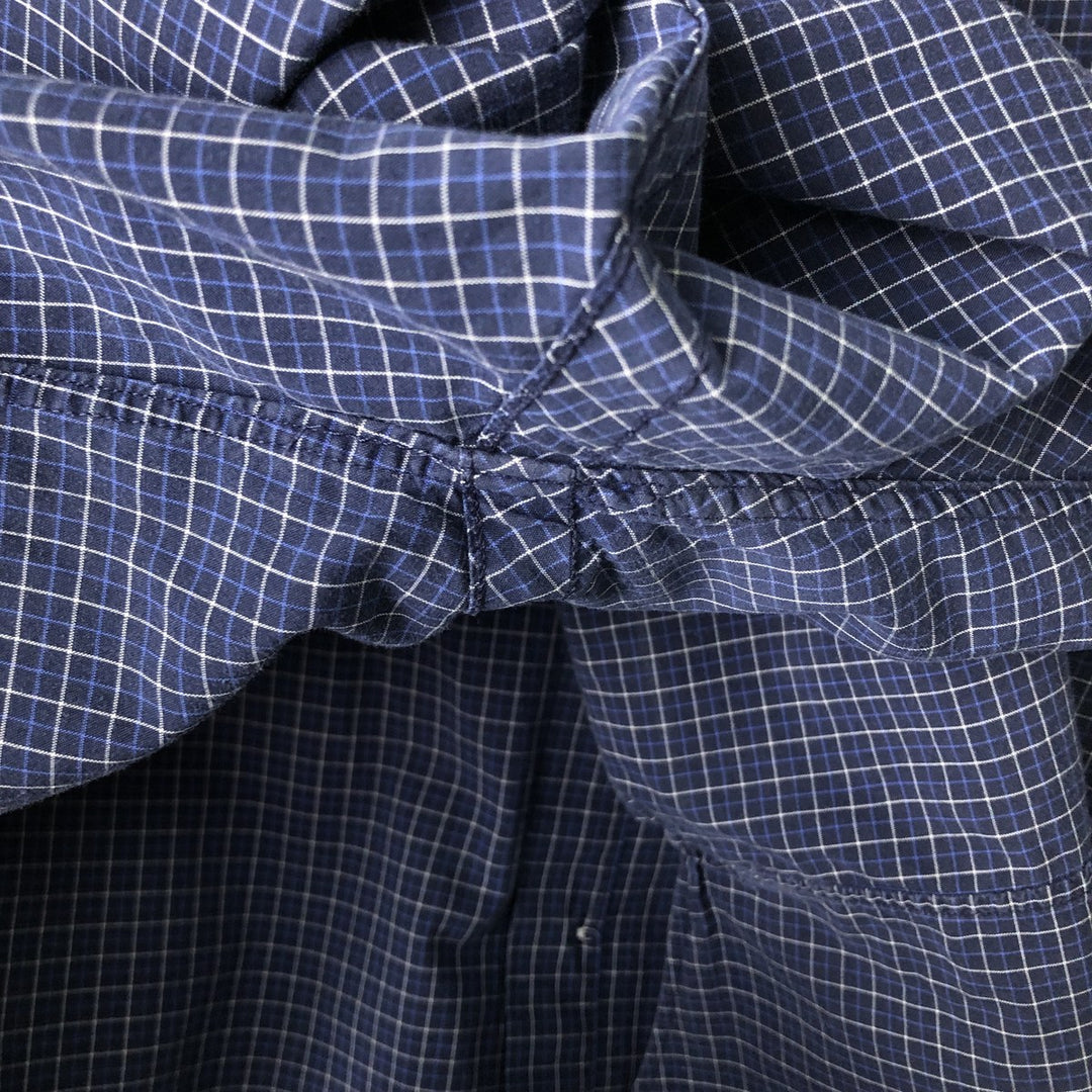 Ralph Lauren BLAKE short sleeve button down check shirt men's XL size cotton navy blue type Vintage Second Hand
