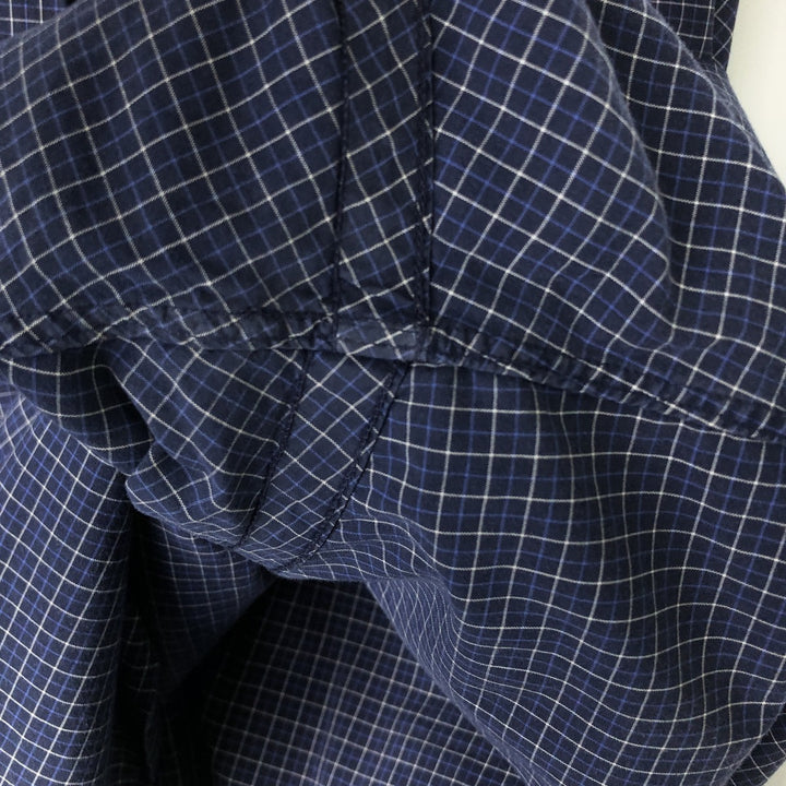 Ralph Lauren BLAKE short sleeve button down check shirt men's XL size cotton navy blue type Vintage Second Hand