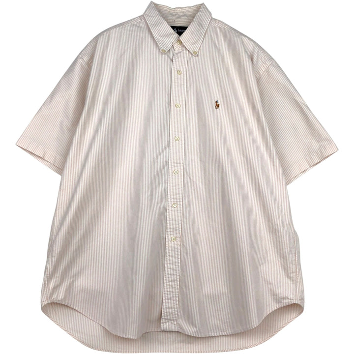 Ralph Lauren BLAKE Short-Sleeve Button-Down Striped Shirt, Men's Size XL (approx.) cotton orange type Vintage Second Hand