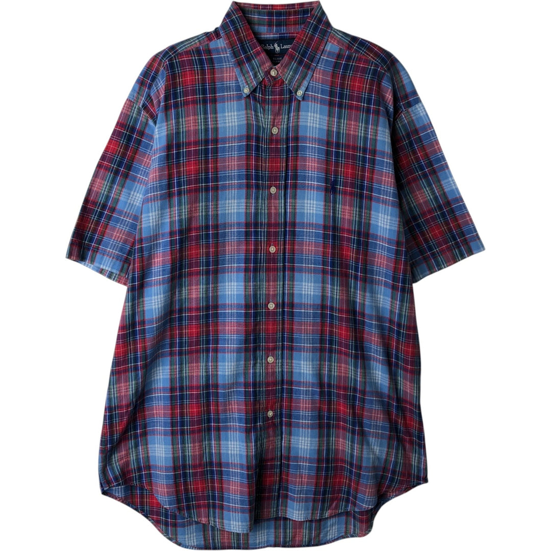 Ralph Lauren BLAKE short sleeve button down check shirt, men's size M cotton blue type Vintage Second Hand
