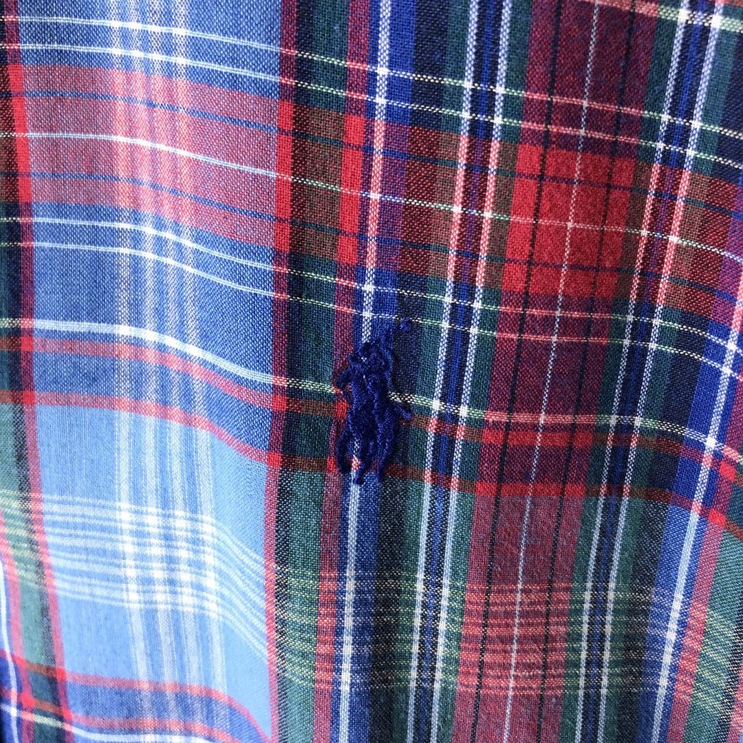 Ralph Lauren BLAKE short sleeve button down check shirt, men's size M cotton blue type Vintage Second Hand
