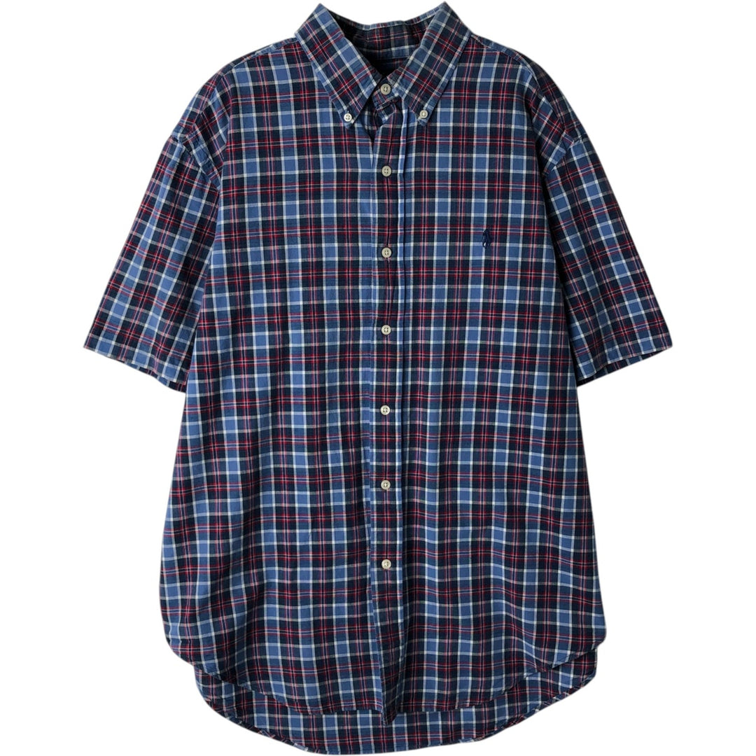 Ralph Lauren Classic Fit Short Sleeve Button Down Check Shirt Men's Size L cotton blue type Vintage Second Hand