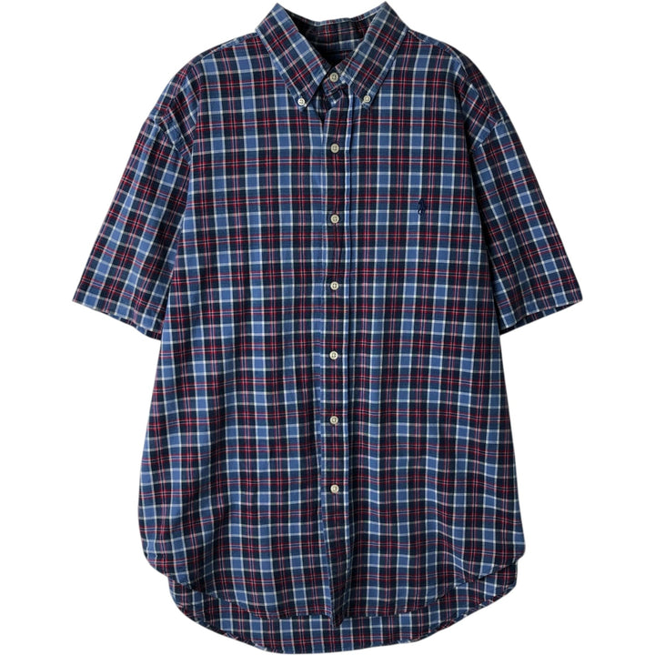 Ralph Lauren Classic Fit Short Sleeve Button Down Check Shirt Men's Size L cotton blue type Vintage Second Hand