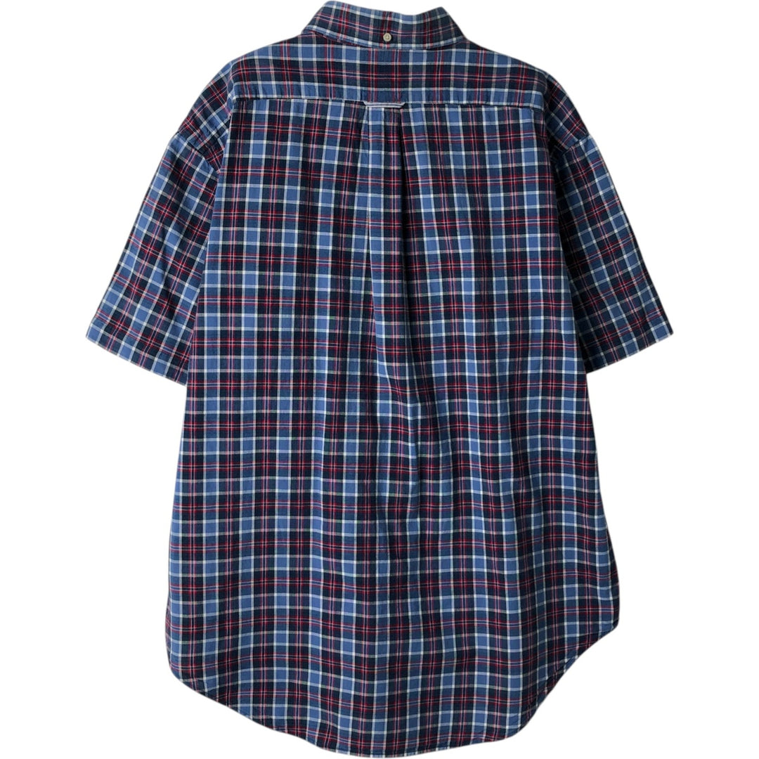 Ralph Lauren Classic Fit Short Sleeve Button Down Check Shirt Men's Size L cotton blue type Vintage Second Hand