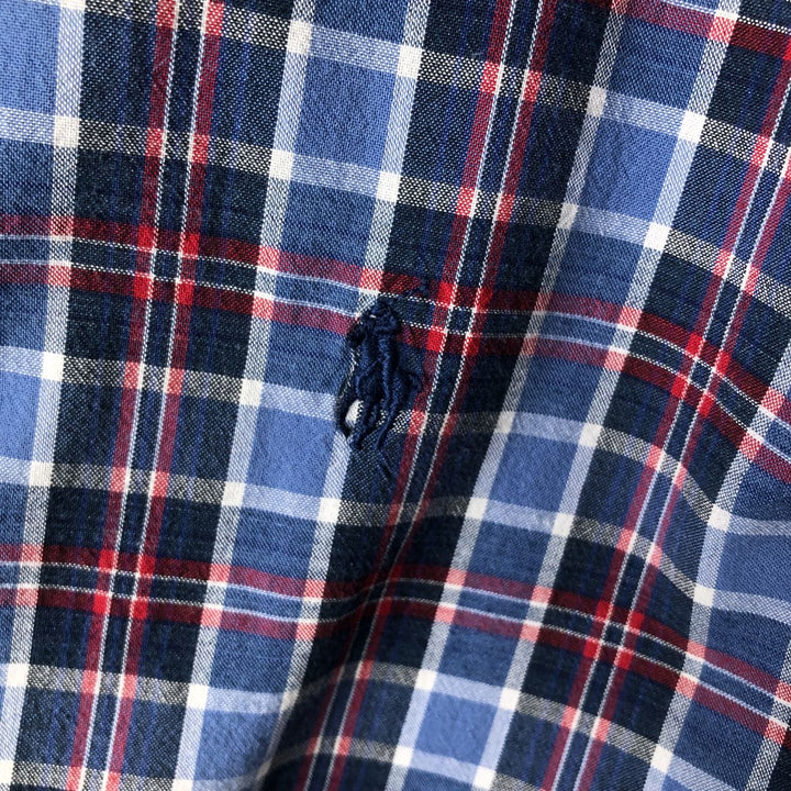 Ralph Lauren Classic Fit Short Sleeve Button Down Check Shirt Men's Size L cotton blue type Vintage Second Hand