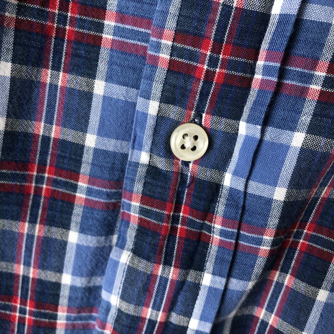 Ralph Lauren Classic Fit Short Sleeve Button Down Check Shirt Men's Size L cotton blue type Vintage Second Hand