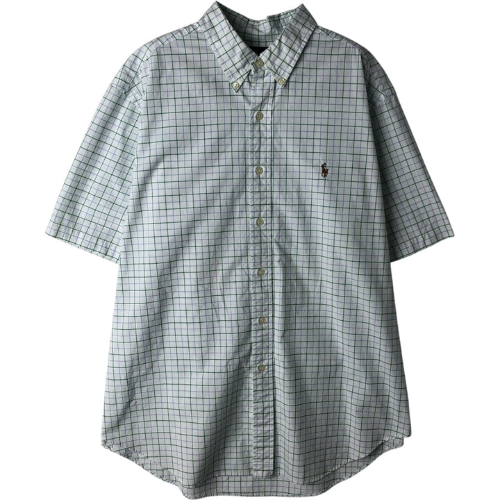 Ralph Lauren Classic Fit Short Sleeve Button Down Check Shirt Men's XL cotton white type Vintage Second Hand