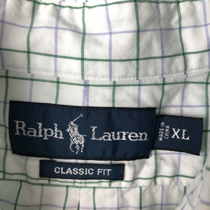 Ralph Lauren Classic Fit Short Sleeve Button Down Check Shirt Men's XL cotton white type Vintage Second Hand