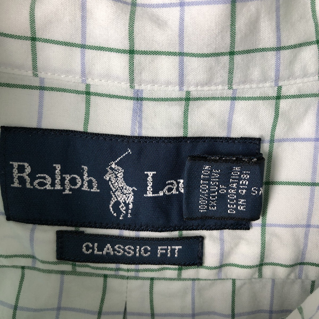 Ralph Lauren Classic Fit Short Sleeve Button Down Check Shirt Men's XL cotton white type Vintage Second Hand