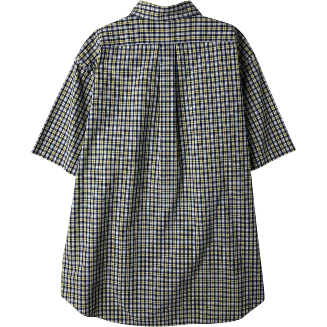 Ralph Lauren Classic Fit Short Sleeve Button Down Check Shirt Men's XL cotton navy blue type Vintage Second Hand