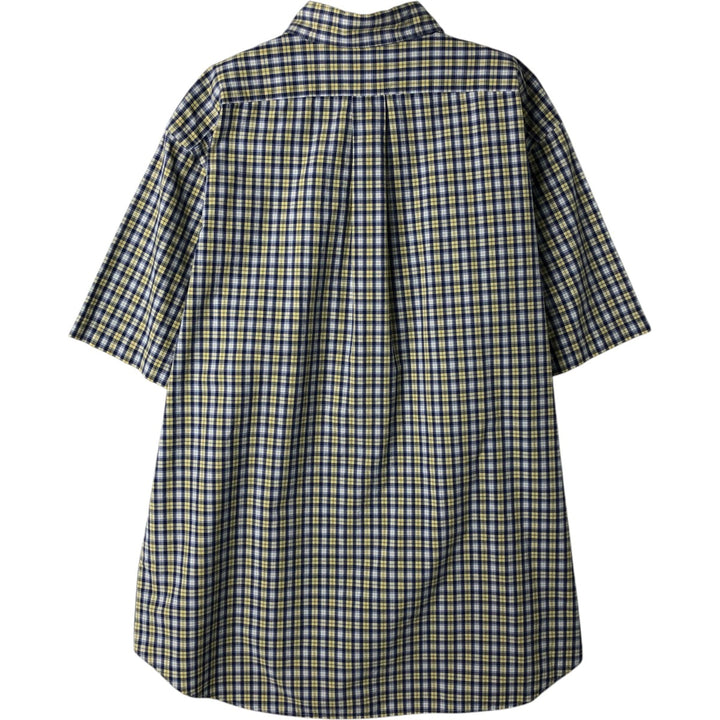 Ralph Lauren Classic Fit Short Sleeve Button Down Check Shirt Men's XL cotton navy blue type Vintage Second Hand