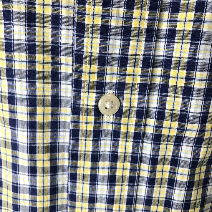 Ralph Lauren Classic Fit Short Sleeve Button Down Check Shirt Men's XL cotton navy blue type Vintage Second Hand