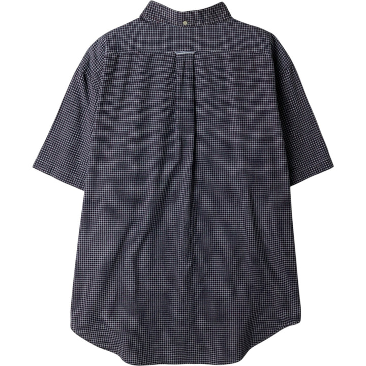 Ralph Lauren Classic Fit Short Sleeve Button Down Check Shirt Men's XL cotton navy blue type Vintage Second Hand