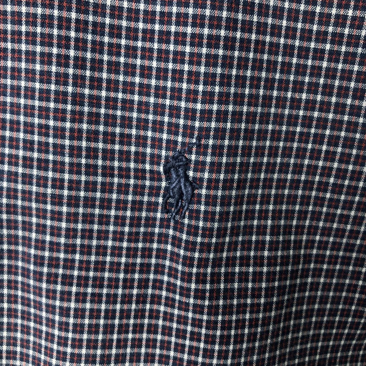 Ralph Lauren Classic Fit Short Sleeve Button Down Check Shirt Men's XL cotton navy blue type Vintage Second Hand