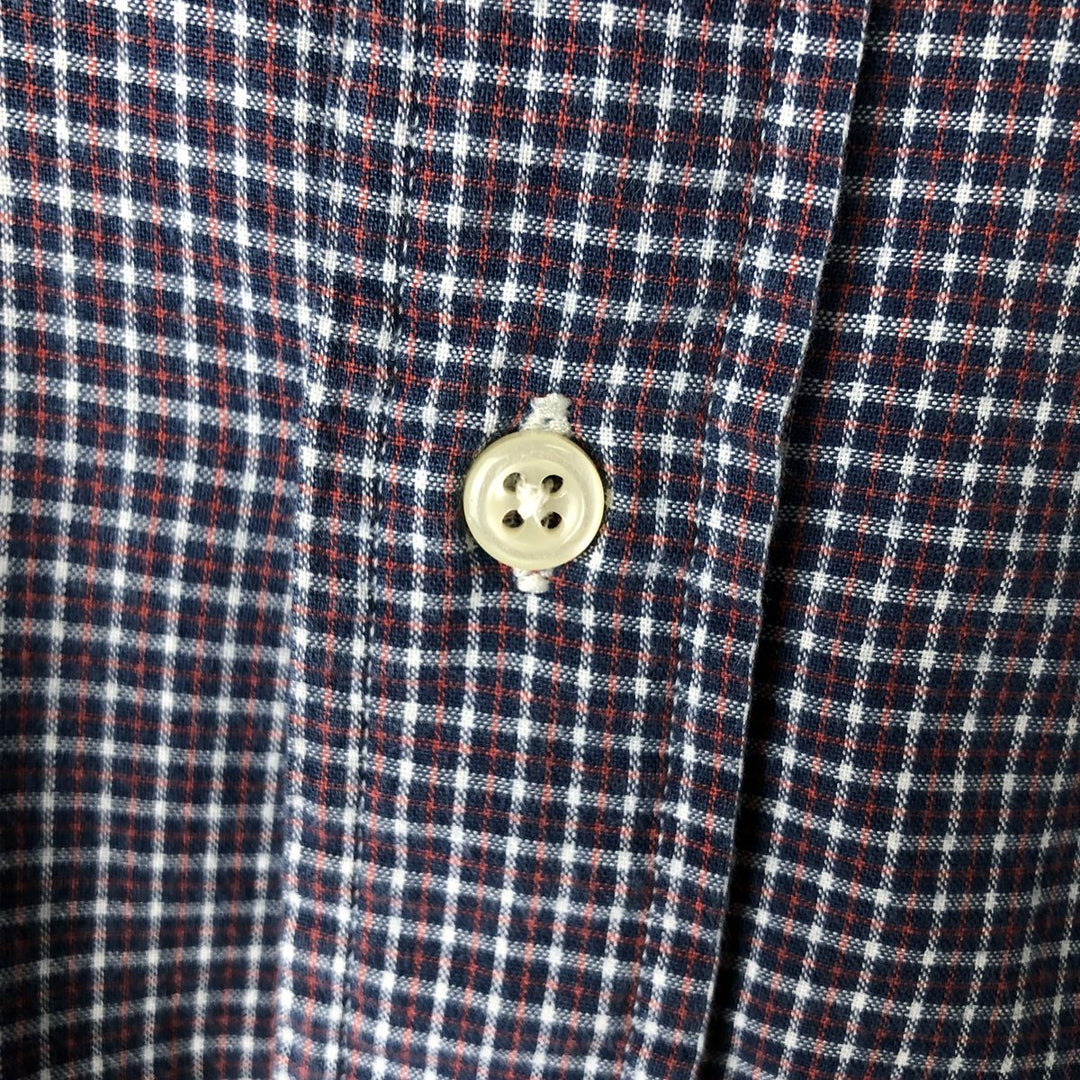 Ralph Lauren Classic Fit Short Sleeve Button Down Check Shirt Men's XL cotton navy blue type Vintage Second Hand