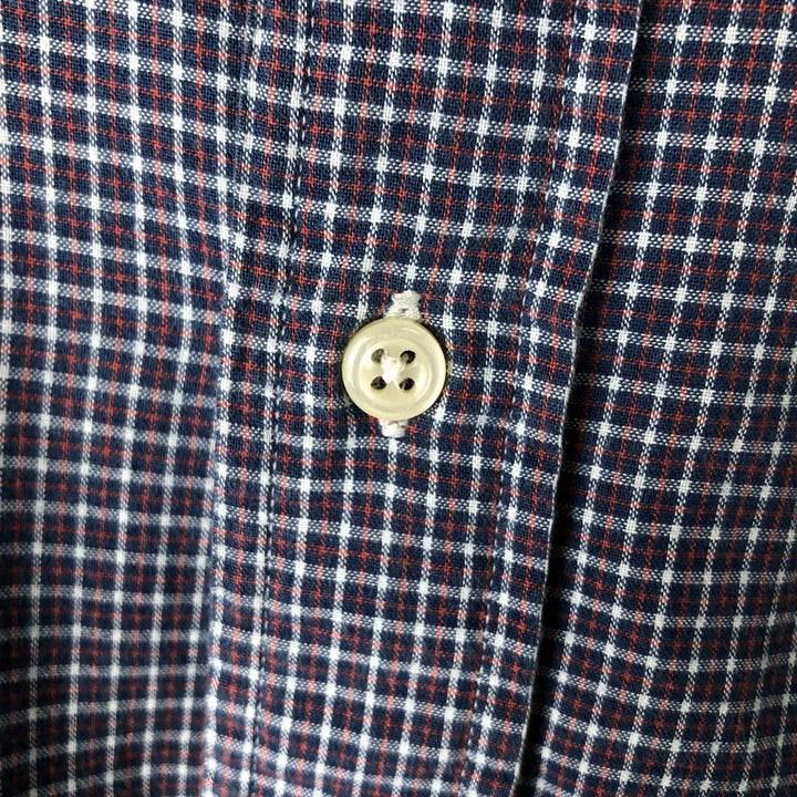 Ralph Lauren Classic Fit Short Sleeve Button Down Check Shirt Men's XL cotton navy blue type Vintage Second Hand