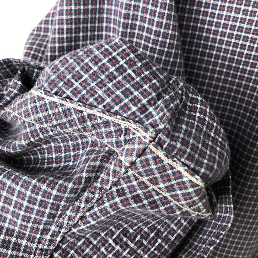 Ralph Lauren Classic Fit Short Sleeve Button Down Check Shirt Men's XL cotton navy blue type Vintage Second Hand