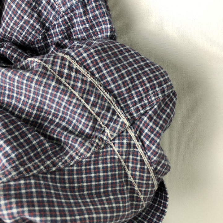 Ralph Lauren Classic Fit Short Sleeve Button Down Check Shirt Men's XL cotton navy blue type Vintage Second Hand