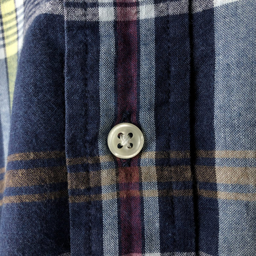 Ralph Lauren Classic Fit short sleeve button down check shirt, men's size M cotton navy blue type Vintage Second Hand