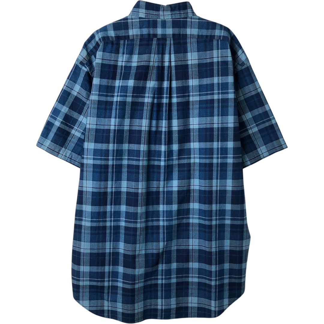 Ralph Lauren BLAKE short sleeve button down check shirt, men's size L cotton navy blue type Vintage Second Hand