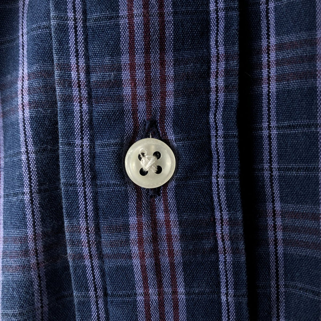 Ralph Lauren Classic Fit short sleeve button down check shirt, men's size XL cotton navy blue type Vintage Second Hand