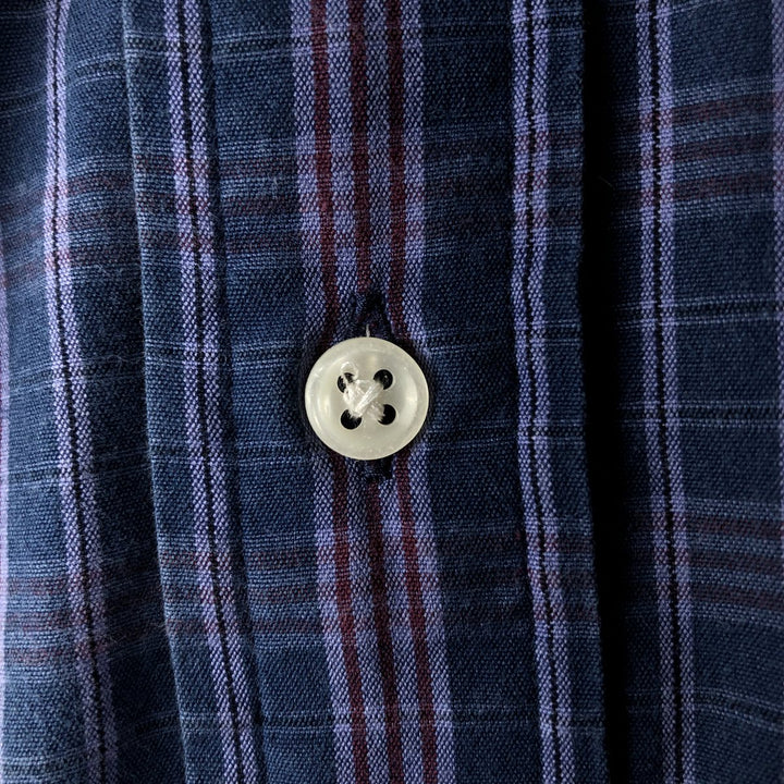 Ralph Lauren Classic Fit short sleeve button down check shirt, men's size XL cotton navy blue type Vintage Second Hand