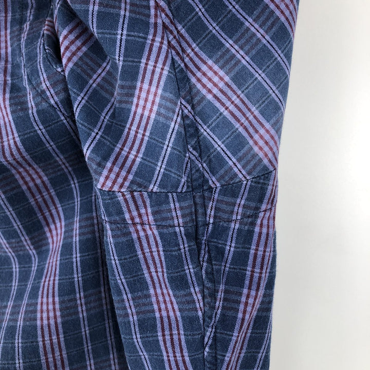 Ralph Lauren Classic Fit short sleeve button down check shirt, men's size XL cotton navy blue type Vintage Second Hand