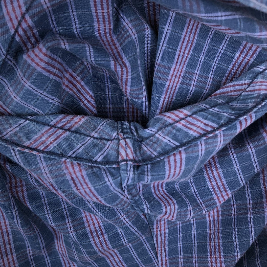Ralph Lauren Classic Fit short sleeve button down check shirt, men's size XL cotton navy blue type Vintage Second Hand