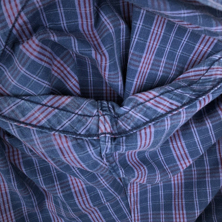 Ralph Lauren Classic Fit short sleeve button down check shirt, men's size XL cotton navy blue type Vintage Second Hand