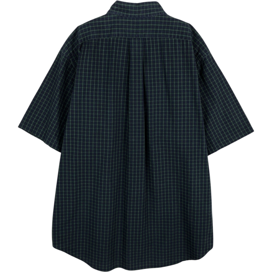 Ralph Lauren Blackwatch check short-sleeved button-down check shirt, men's size L (approx.) cotton Green type dark green Vintage Second Hand