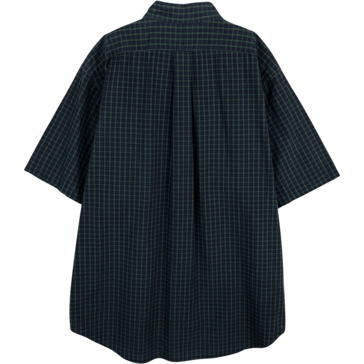 Ralph Lauren Blackwatch check short-sleeved button-down check shirt, men's size L (approx.) cotton Green type dark green Vintage Second Hand