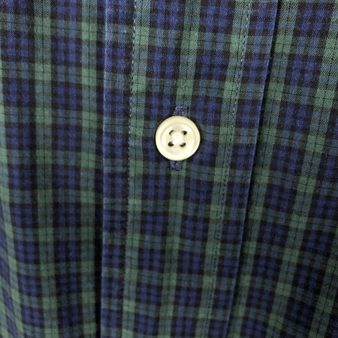 Ralph Lauren Blackwatch check short-sleeved button-down check shirt, men's size L (approx.) cotton Green type dark green Vintage Second Hand